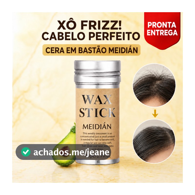 Cera em Bastão 75g para Cabelo Anti Frizz Baby Hair e Fios Rebeldes Wax Stick