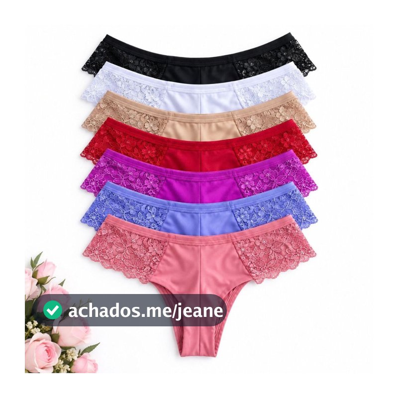 Kit Calcinha Fio Duplo c/ Renda Lateral Lingerie Feminina Conforto