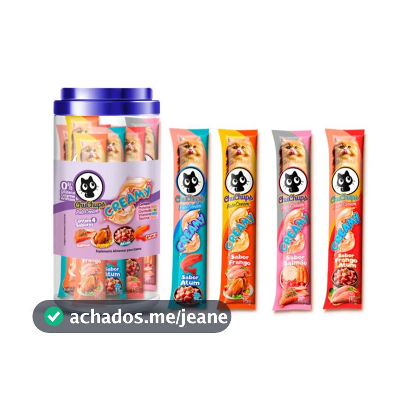 Petisco Gatos Chuchups Creamy Pote Sortido Com 24 Sachês