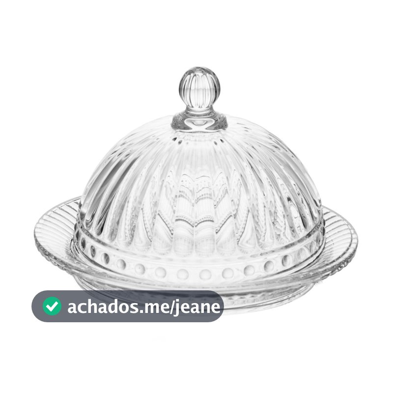 Prato para Doces com Tampa Empire 14,5cm Cristal Lyor Bolos Sobremesas Mesa Posta Organização Decoração Casa Compacto