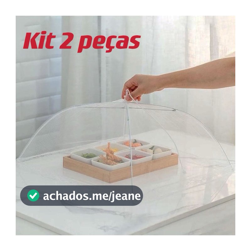 kit 2 peças Protetor Alimento Grande Tela Mosquiteiro Tule 48x48cm  Higiene e Organização Cozinha