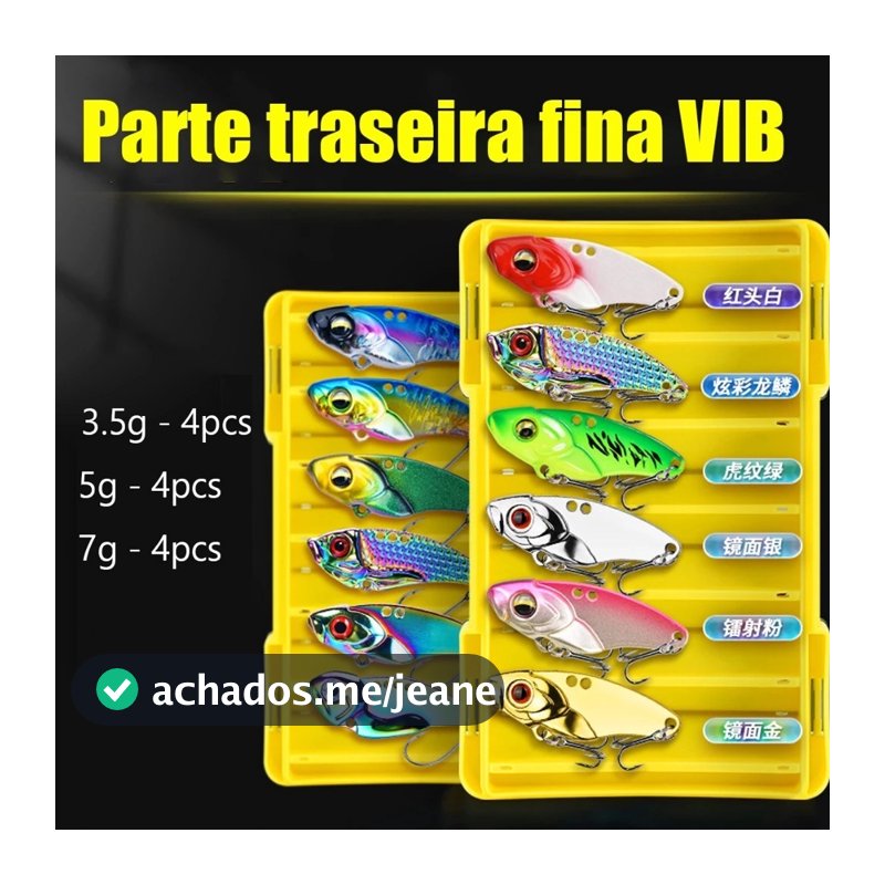Kit Iscas Artificiais VIB Metal Jig 3,5g 5g 7g 12 Cores Pesca Tucunaré Traíra Robalo Black Bass Artificial Rio Lago