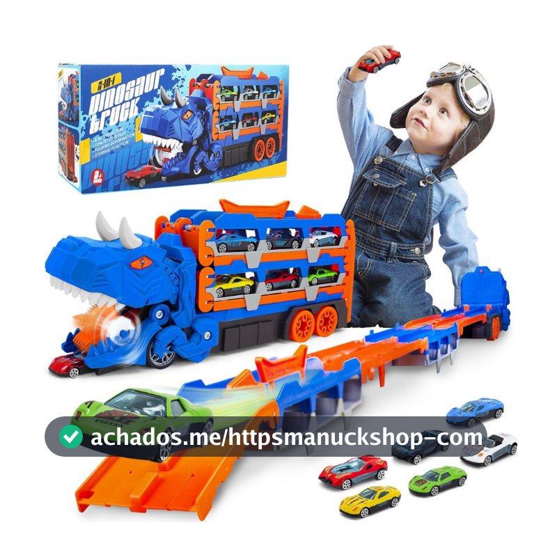 Caminhão De Engolir Dinossauro com KIT 12 CARRINHOS - A Diversão Está Garantida! 🚗 YM5500