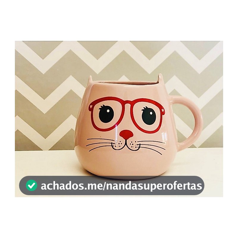 Caneca Gato Rosa Carinhas 500ml Porcelana Fofa Presente Criativo Café Chá