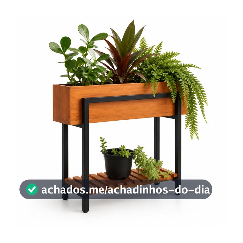 Floreira para Plantas Caixote em Ferro e Madeira Linha Artesanal