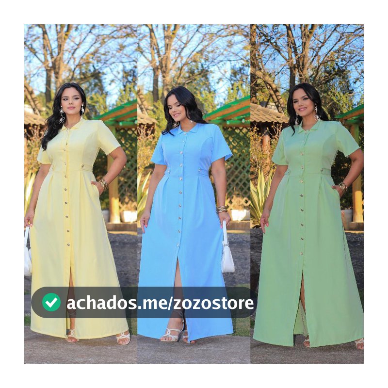 VESTIDO  FEMININO LONGO EVANGELICA CASUAL ELEGANTE  COM BOTÕES MODA VERÃO