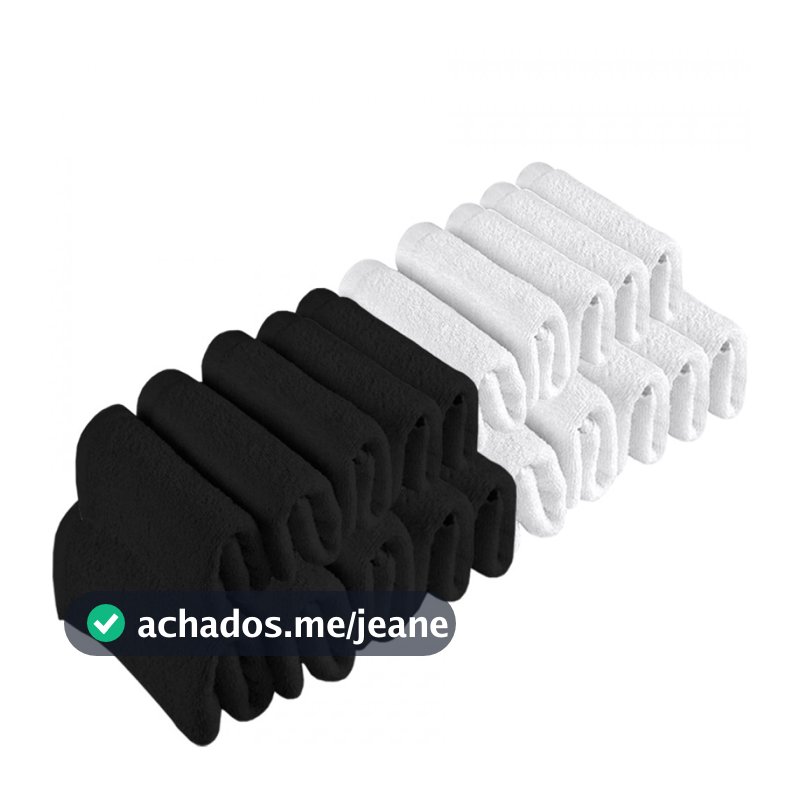 Kit 20 Toalhas de Rosto Para Salão Beleza 100% Algodão 40 x 65 cm Branca Preta BF Casa