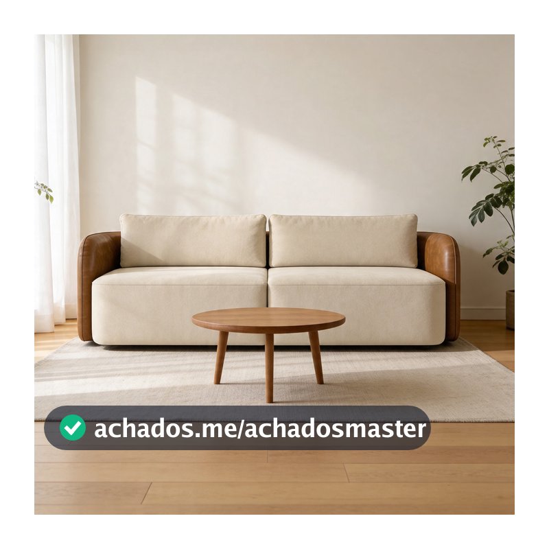 Sofá 3 Lugares Sala Living Orgânico 220cm Oregon K01 Couríssimo Whisky Veludo Bege - Lyam Decor