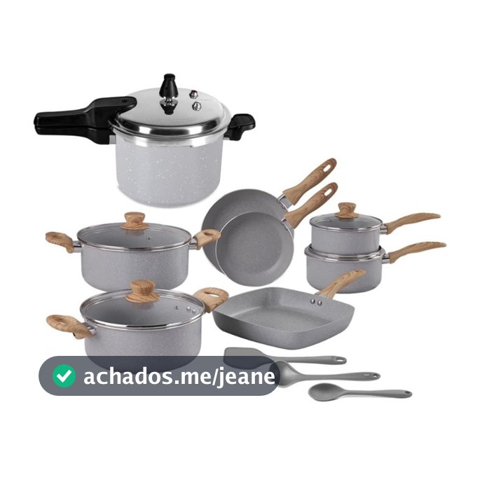 Conjunto De Panelas Easy Gris Com Indução com Panela De Pressão 11 peças