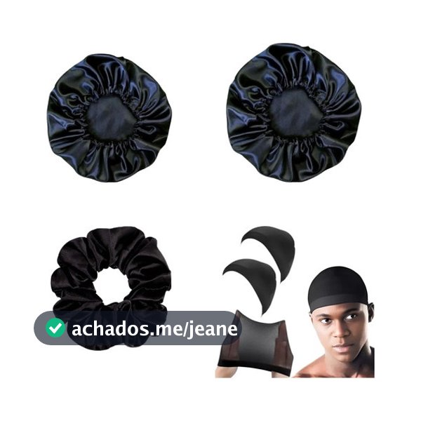 Kit 2 Touca Cabelo Cetim , 2 Toucas Wave Nero, Xuxinha Cetim