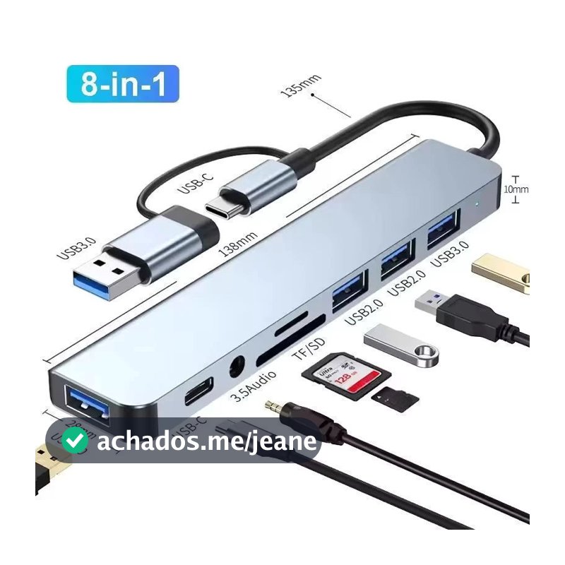 Hub USB Type C 8 Em 1 Com Leitor De Cartão Divisor 3.0 2.0 SD TF Docking Station BOMBOM