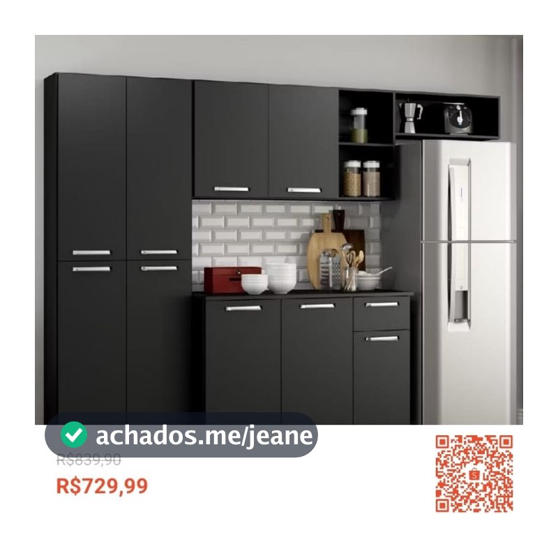 Confira Armário de Cozinha Compacta Completa Pequim Multimóveis V2933 com balcão incluso 1 ANO de Garantia
