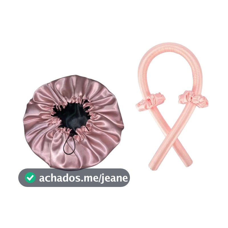 Kit Com Modelador De Cachos + Touca Cetim Dupla Face Com Regulador