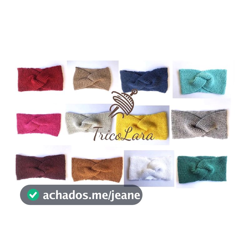 Faixa de Cabelo Turbante Adulto em Tricô Manual, headband twister