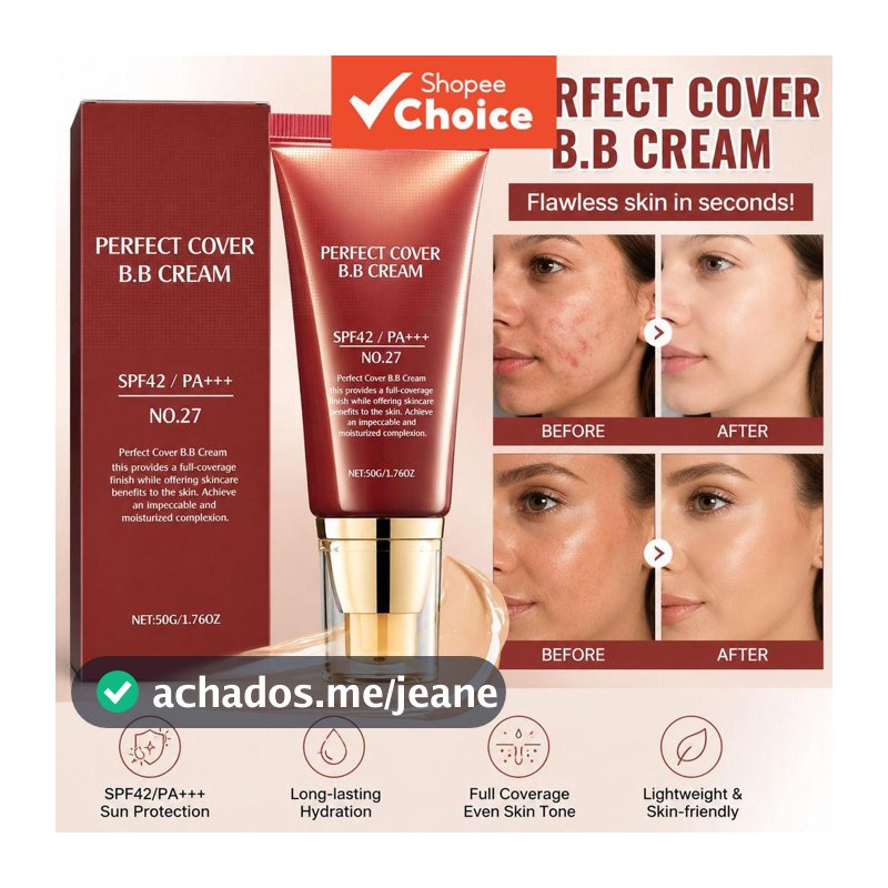 BB Cream Sedoso de Múltiplas Ações - Cobertura Perfeita, Hidratação e Proteção Solar em um Só Produto