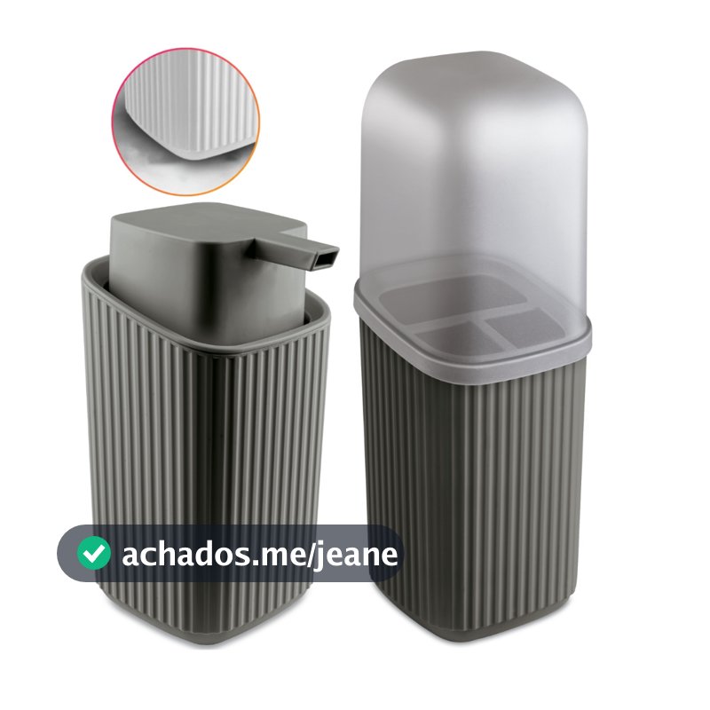 Kit 2 Acessórios Banheiro Dispenser Sabonete Líquido e Porta Escovas Av - Usual Utilidades