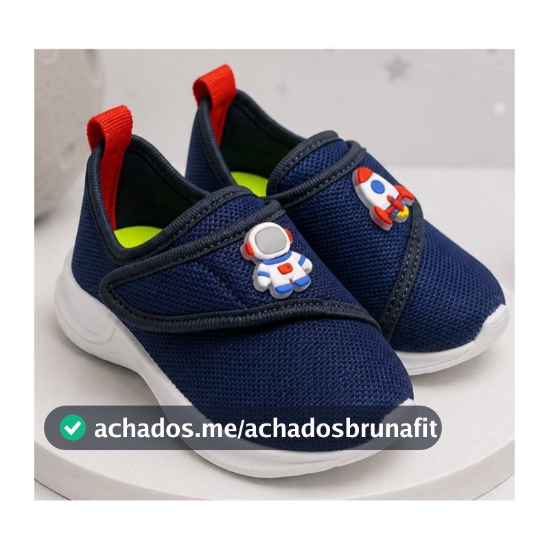 Tênis Infantil Menino Velcro Calce Fácil Astronauta Macio Escolar Confortável Foguete Marinho Vermelho Rosa Aulas