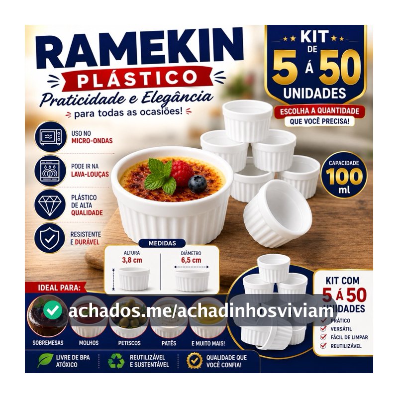 Kit 5 à 50 Ramekin Plástico 100 ml canelado servir Molho Petisco Buffet Festa Aniversário