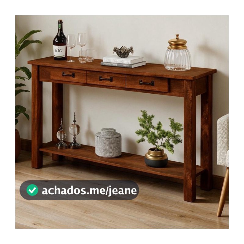 Aparador Buffet Sala De Estar 01 Gaveta 145cm W02 New Rústico Madeira Maciça Imbuia - Lyam Decor
