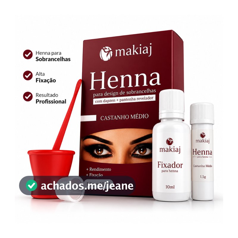 Henna Para Sobrancelhas Makiaj Original Kit Completo Alta Fixação Longa Duração Profissional