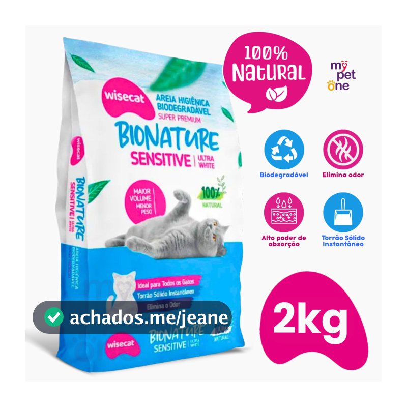 Areia Biodegradável Fina 2 Kg Bionature Sensitive