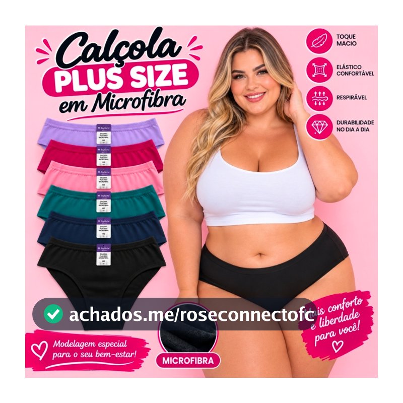Kit 5/10 Calçola Cos Alto Extra Grande Calçola Plus Size em Microfibra Lisa Premium tamanhos Grandes GG1 E GG2 lingerie