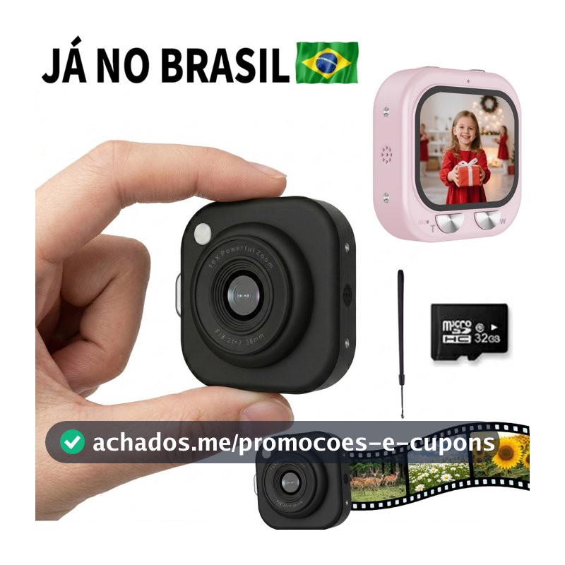 Mini Câmera Digital HD 1080P Com Zoom 16x e Tela 0.96 Compacto 44MP ,LED Luz de Mini Filmadora Gravador De Vídeo