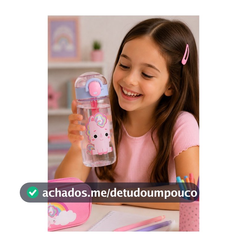 Copo Infantil Garrafa Canudo Silicone 400ml Antivazamento Criança Bpa Free Tampa Flip Alça Escolar