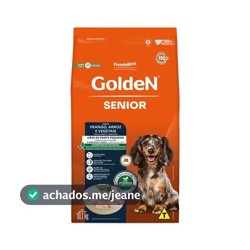 Ração Golden Mini Bits Senior Cães Adultos Pequenos Frango e Arroz 10Kg