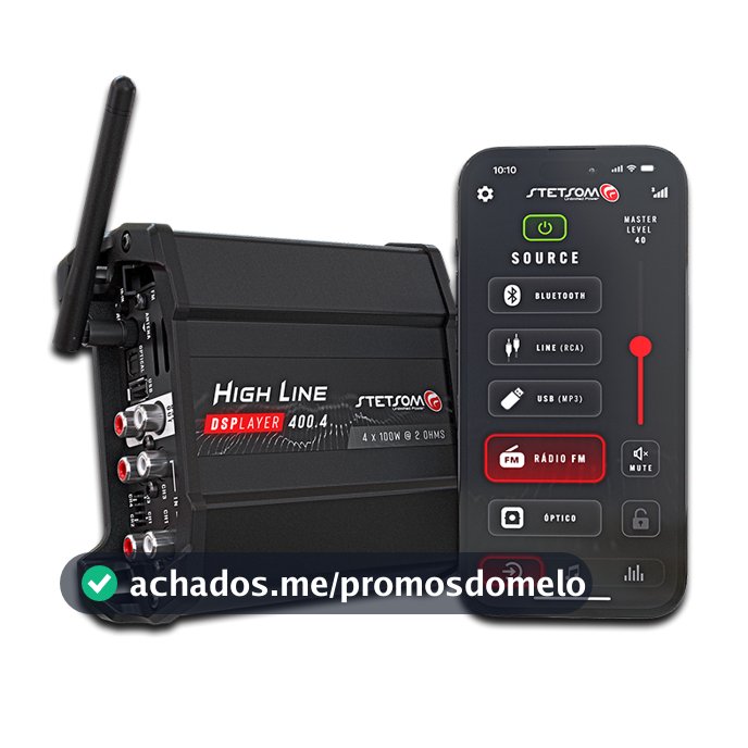 Módulo Amplificador Automotivo Stetsom HL4004 400W RMS 4 Canais DSP Player Bluetooth USB FM