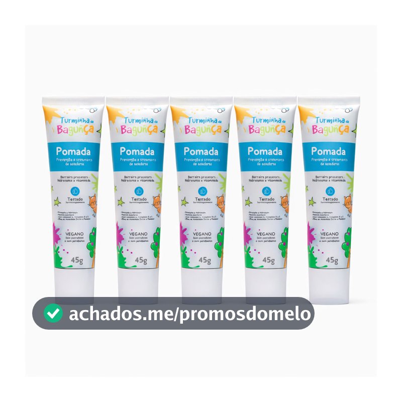 Kit 5 Pomadas Preventivas para Assaduras 45g Turminha da Bagunça Pomada Bebê