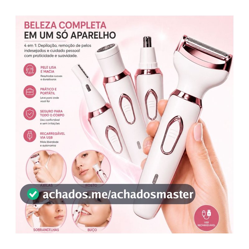 Aparador Feminino  4 Em 1 Recarregável USB Depilador Sobrancelha Nariz Axila Corpo 500mAh