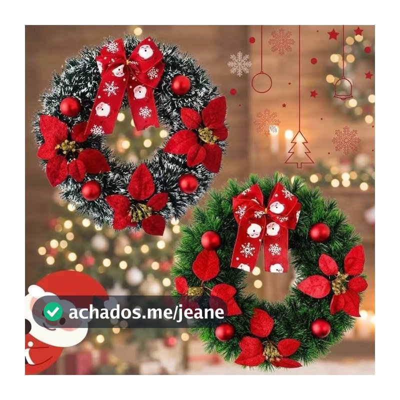 Guirlanda Natalina De Luxo Natal 37x37cm Decorações Porta Pendurado De Natal Feliz Natal Enfeite