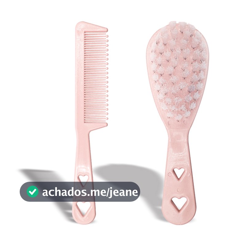 Kit 01 Pente Sem Pontas e 01 Escova Infantil Cerdas Macias de Cabelos para Bebês Baby Cores