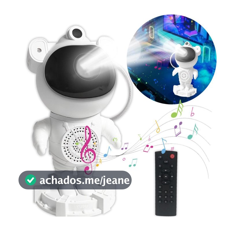 Astronauta Luminária e Projetor De Estrelas e Lua  Com Caixa de Som Bluetooth TOP