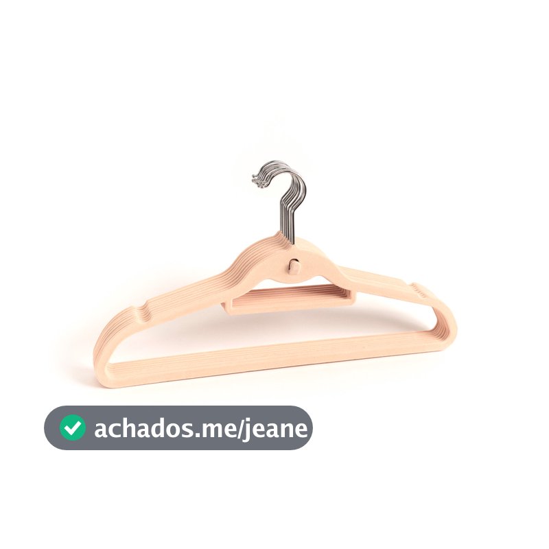 Kit Cabide de Veludo Bege com Gancho Oikos - 60 Unidades