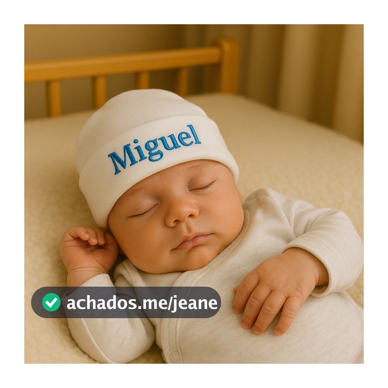 Touca Personalizada Bordada 100% Algodão Bebê Recém Nascido RN Menino Menina