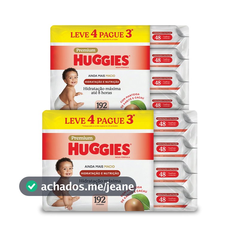 Kit 2 - Lenços Huggies Hidratação e Nutrição Contra Assaduras 4x48Un