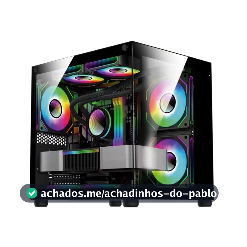 Gabinete Gamer Aquário Vidro Com 4 Fans Preto Gb1796 Hayom