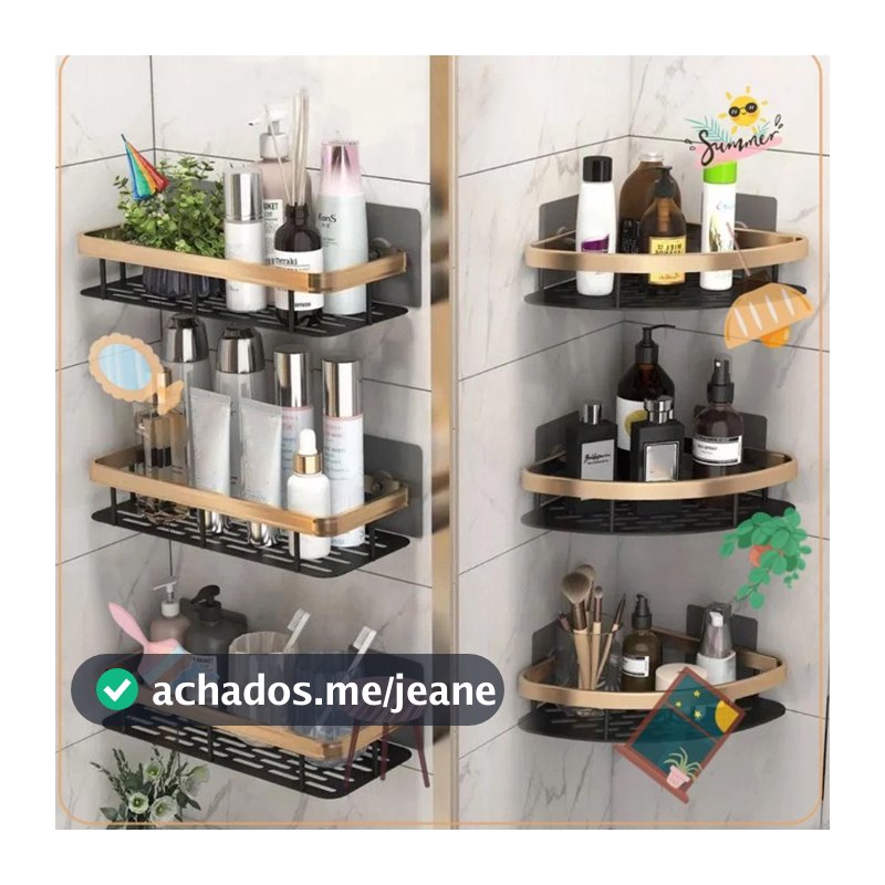 ouro Suporte De Shampoo Prateleiras De Banheiro Sem Furo