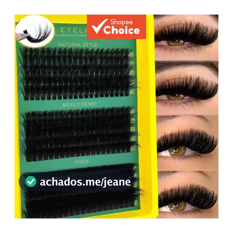 Extensões de Cílios em Cacho D 60D/80D/100D – Efeito Gato, Volume Natural