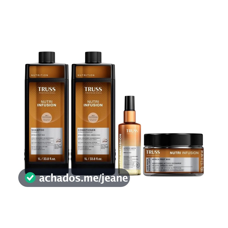 Kit Truss Nutri Infusion - Shampoo 1L + Condicionador 1L + Óleo 60ml + Máscara 180g