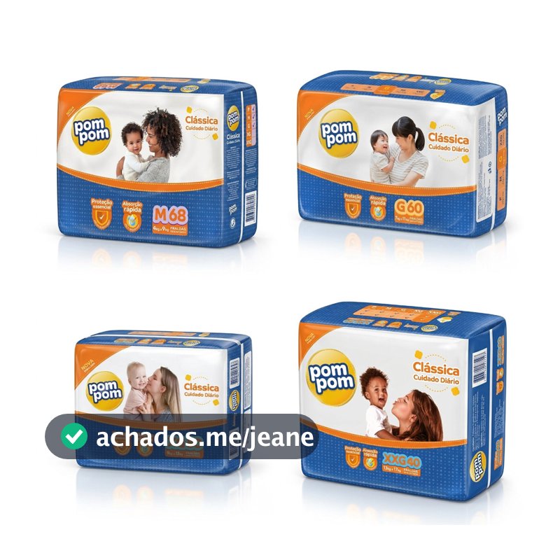 Fralda Pompom Promoção | Pacote Hiper Descartável M, G, XG, XXG | Pompom Fralda Clássica Cuidado Diário
