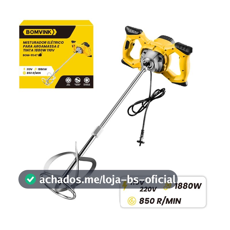 Misturador de Tinta e Argamassa 110V/220V 1880W 60Hz Profissional-Alta Resistência Construção Civil