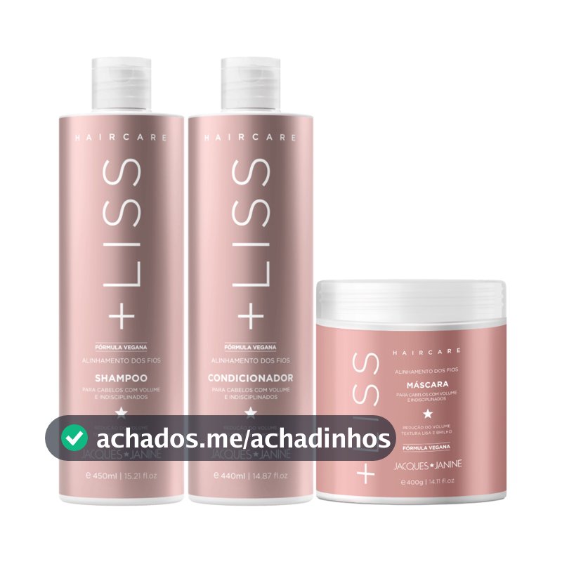 Kit Jacques Janine Hair Care Liss Shampoo 450ml Condicionador 440ml Máscara Lisos Antifrizz 400g