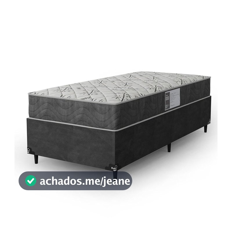 Cama Box Solteiro + Colchão D33 One Face - Suede Cinza