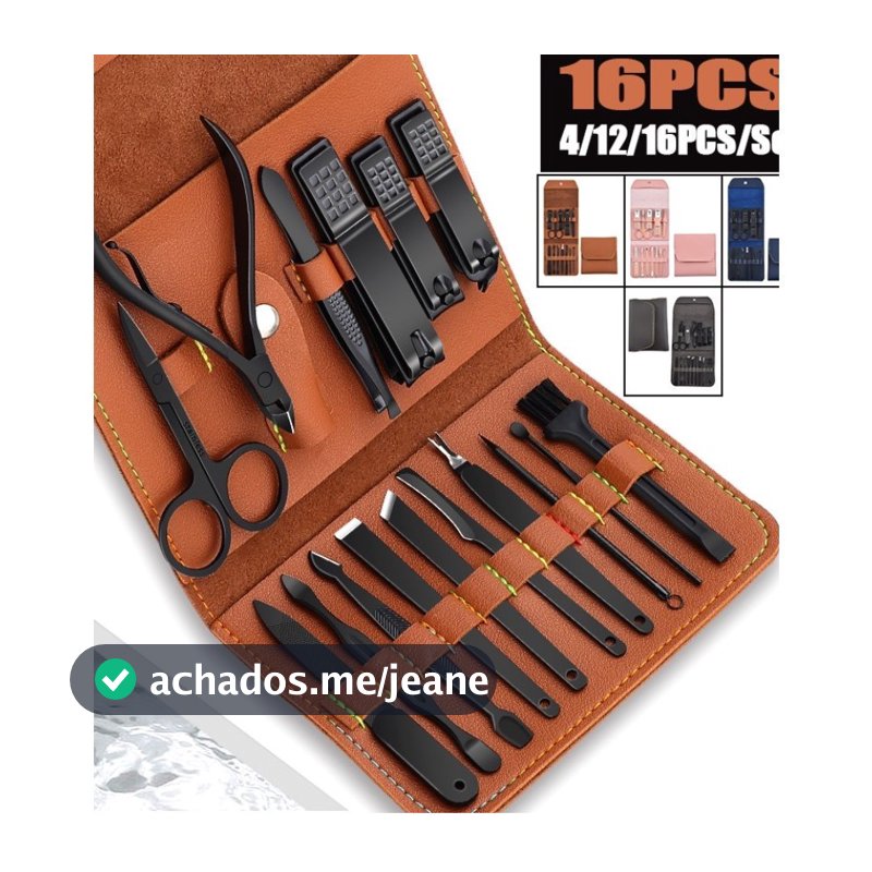 KIT 16Pcs Professional para Manicure Pedicure Aço Inoxidável