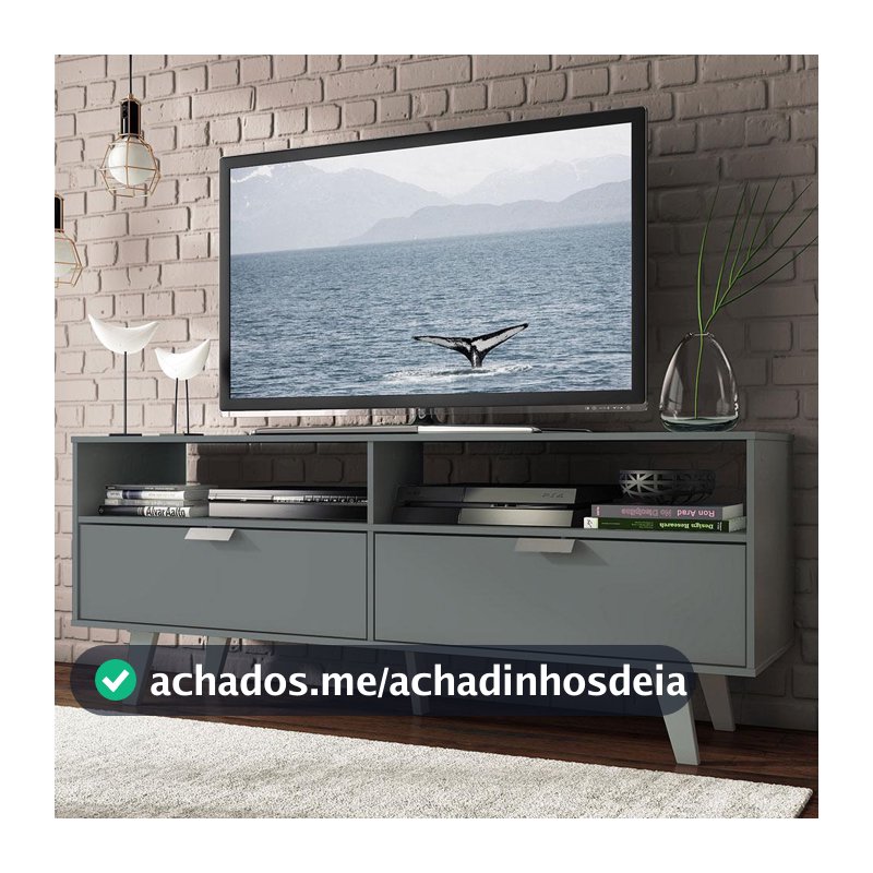 Rack para TV até 55 Polegadas Madesa Oslo com 2 Portas - Cinza