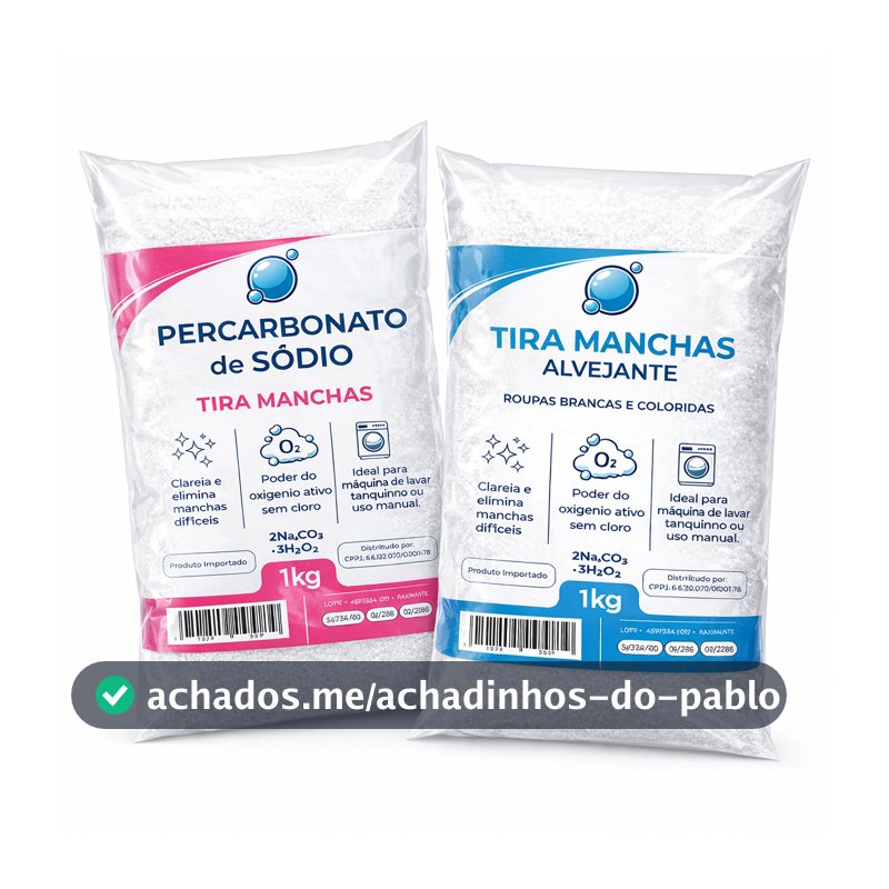 Tira Manchas Alvejante 1kg E Percarbonato de Sódio 1kg Remove Manchas