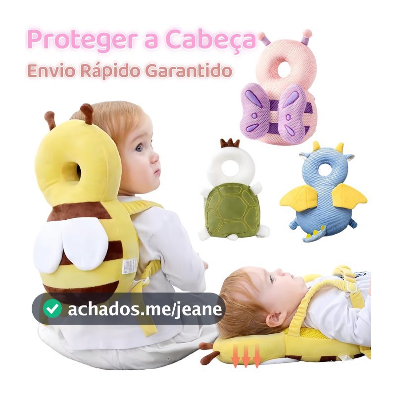 Mochila-Protetor de Cabeça Bebê - Almofada de Amortecimento, Protege Cabeça e Costas